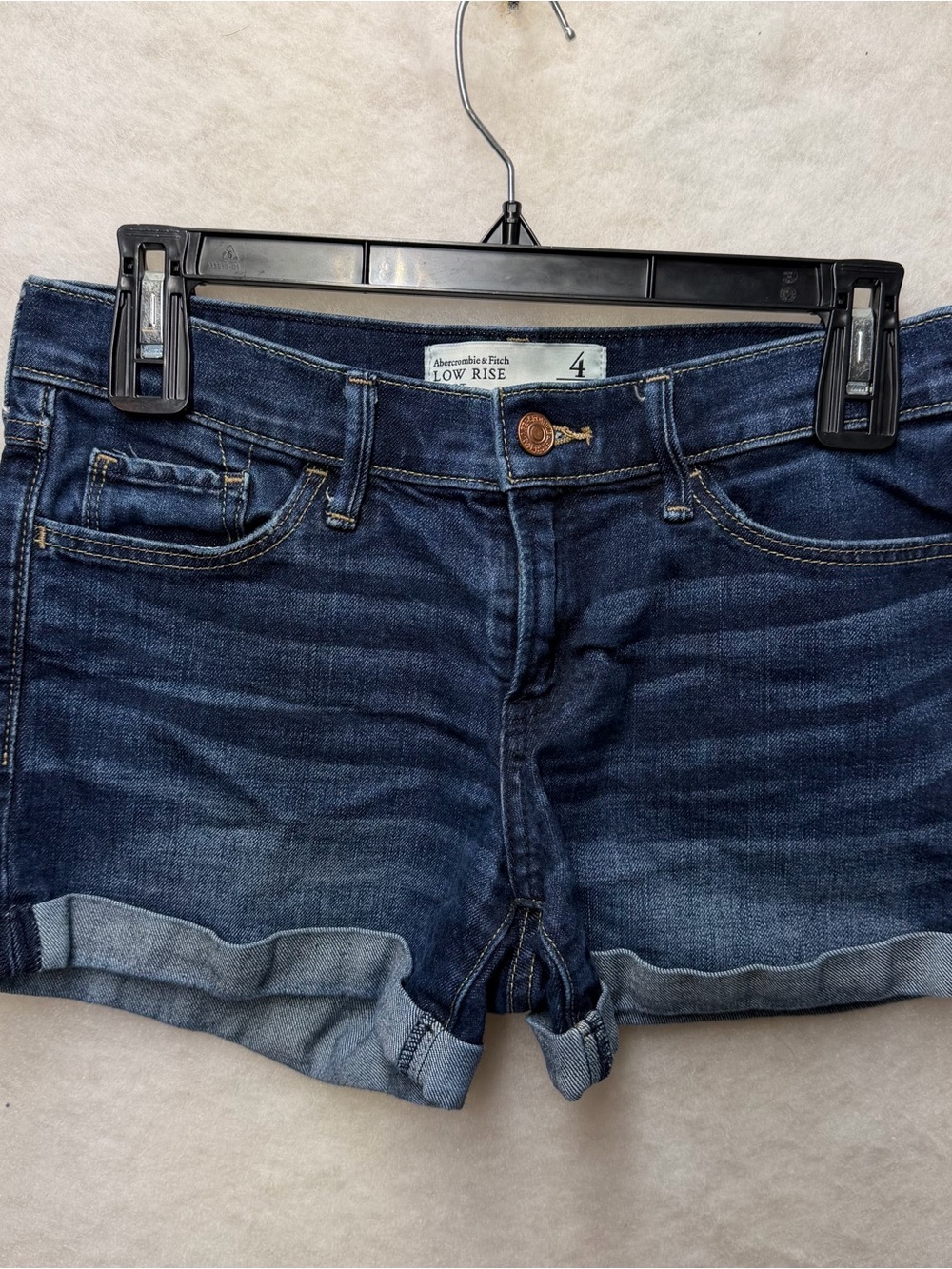 Abercrombie & Fitch Dark Blue Low-Rise Denim Shorts